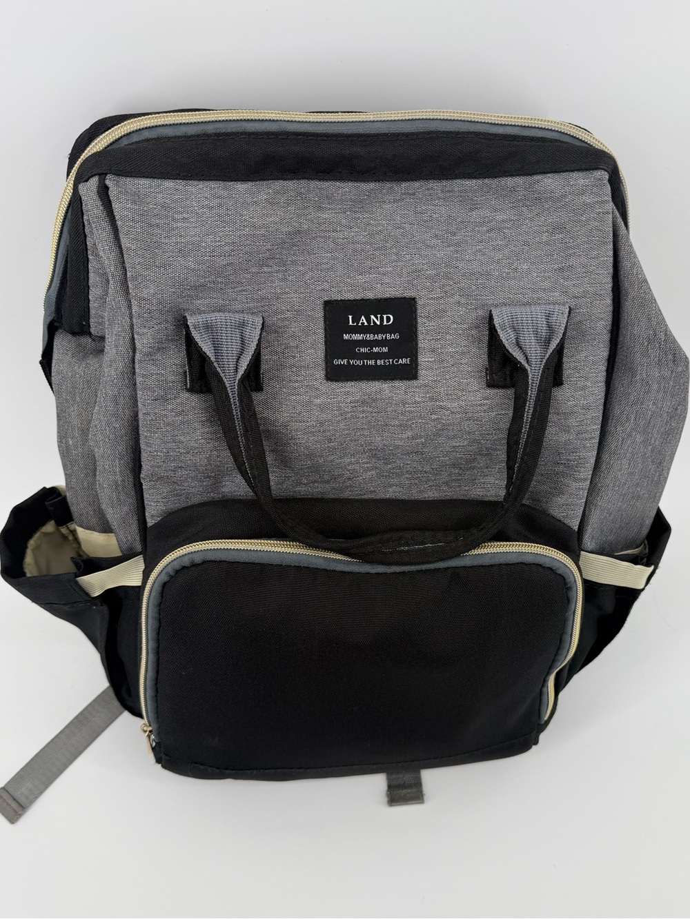 LAND Kids Gray and‎ Black Backpack with Front Pocket